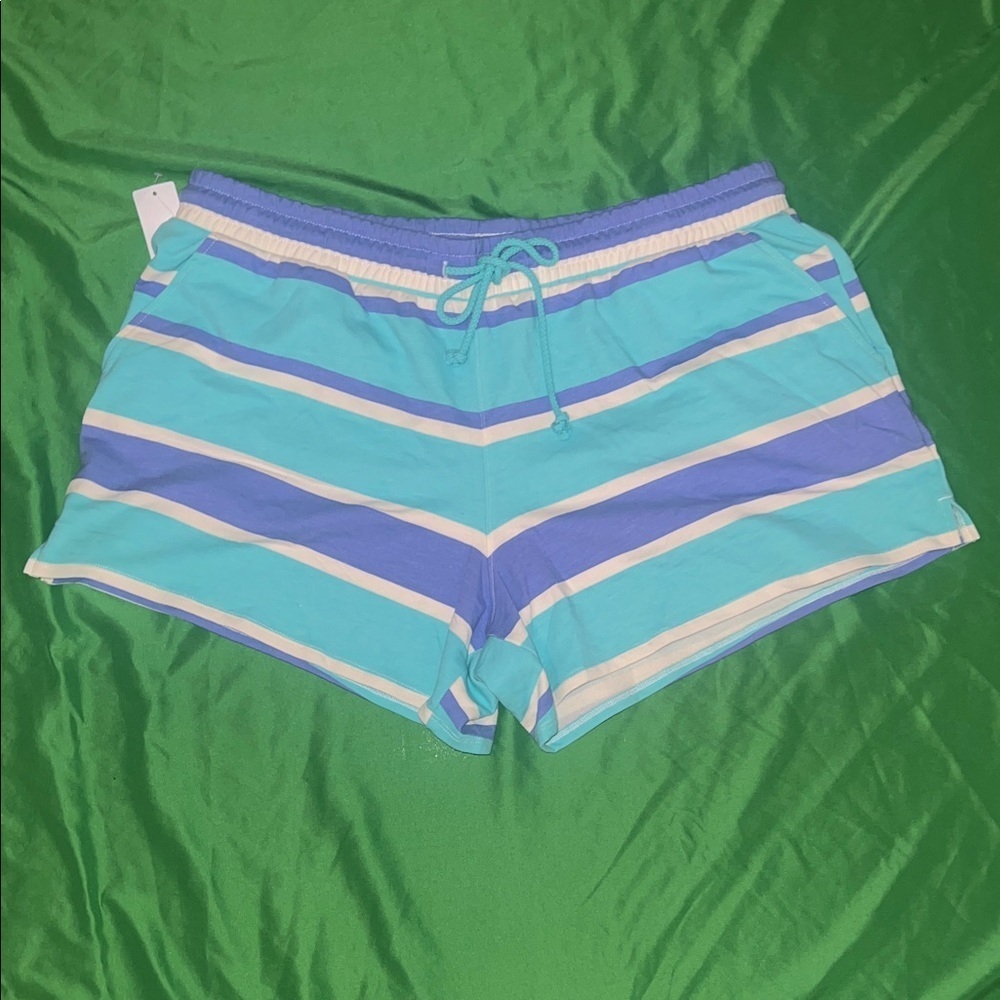 NWT Wildfox Striped Blue and Purple Cotton Blend  Shorts size XL